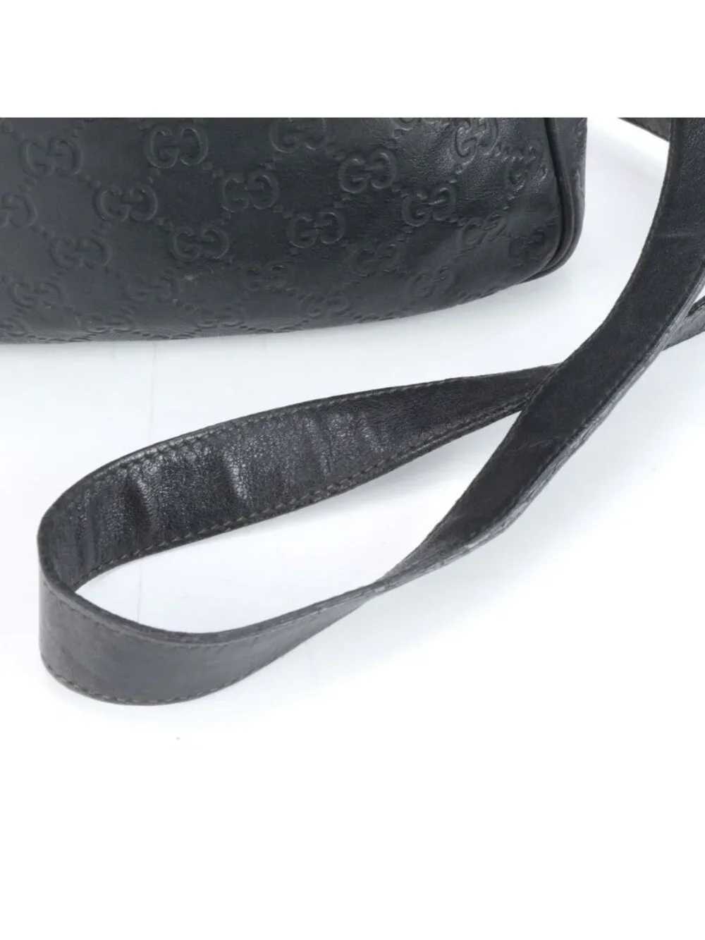 Gucci Guccissima Leather Shoulder Bag Crossbody Messenger Black